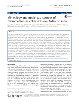 Mineralogy and Noble Gas Isotopes Of