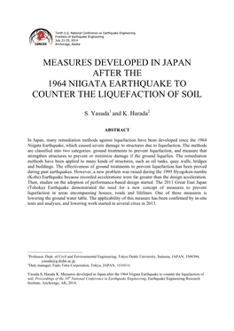 Measures Developed in Japan After the 1964 Niigata Earthquake to Counter the Liquefaction of Soil