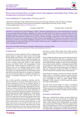 First Record of Poecilochirus Necrophori (Acari: Mesostigmata: Parasitidae) from Turkey and Its Importance in Forensic Acarology