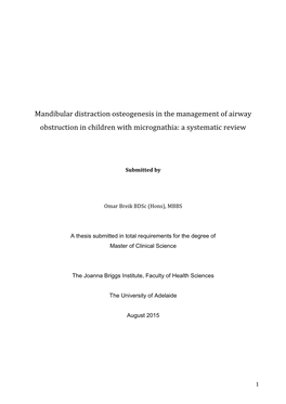 Mandibular Distraction Osteogenesis in the Management of Airway Obstruction in Children with Micrognathia: a Systematic Review