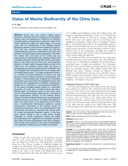Status of Marine Biodiversity of the China Seas
