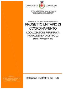 PROGETTO UNITARIO DI COORDINAMENTO LOCALIZZAZIONE PERIFERICA NON ADDENSATA DI TIPO L2 Strada Provinciale N