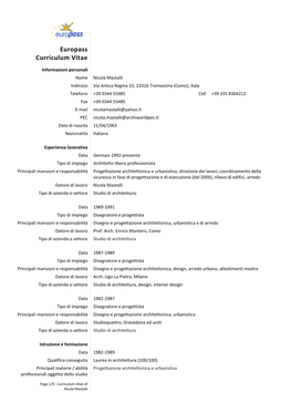 Europass Curriculum Vitae