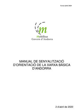 Manual De Senyalització D'orientació De La Xarxa Bàsica