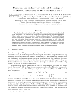 Spontaneous Radiatively Induced Breaking of Conformal Invariance in the Standard Model