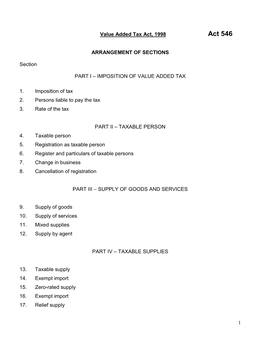 Value Added Tax Act, 1998 Act 546