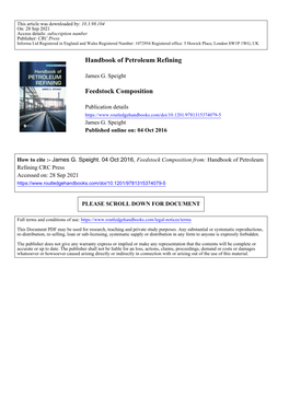 Handbook of Petroleum Refining Feedstock Composition