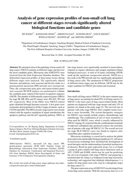 Analysis of Gene Expression Profiles of Non-Small Cell Lung Cancer at Different Stages Reveals Significantly Altered Biological Functions and Candidate Genes