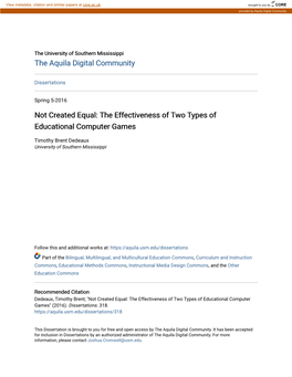 Not Created Equal: the Effectiveness of Two Types of Educational Computer Games