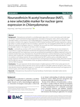 Nourseothricin N-Acetyl Transferase (NAT), a New Selectable Marker for Nuclear Gene Expression in Chlamydomonas