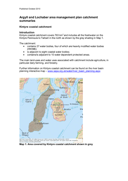 Kintyre Coastal Catchment Summary