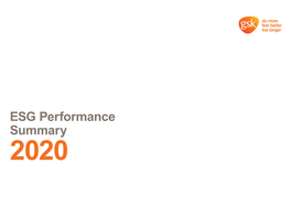 2020 ESG Performance Summary and on Gsk.Com