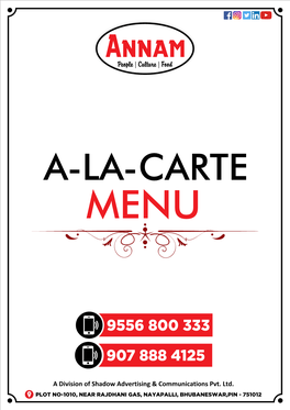 A-La-Carte Menu