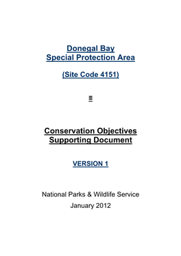 Donegal Bay Special Protection Area Conservation Objectives Supporting Document