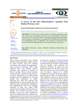 (Hymenoptera: Apoidea) from Isfahan Province, Iran