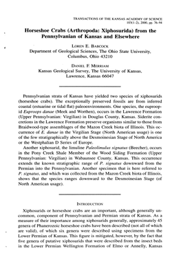 Horseshoe Crabs (Arthropoda: Xiphosurida) from the Pennsylvanian of Kansas and Elsewhere