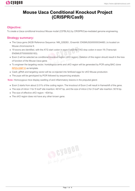 Mouse Uaca Conditional Knockout Project (CRISPR/Cas9)