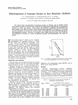 Dehydrogenation of Isopropyl Alcohol on Zinc Molybdate (Znmo04)