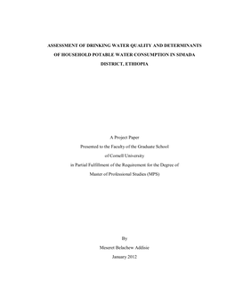 Assessment of Drinking Water Quality and Determinants of Household Potable Water Consumption in Simada District, Ethiopia