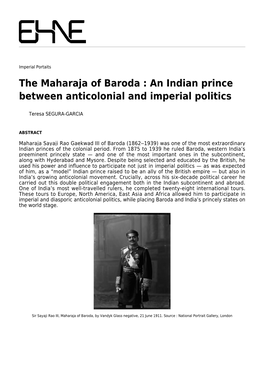 An Indian Prince Between Anticolonial and Imperial Politics