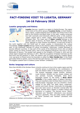 FACT-FINDING VISIT to LUSATIA, GERMANY 14-16 February 2018