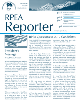 President's Message RPEA Questions to 2012 Candidates