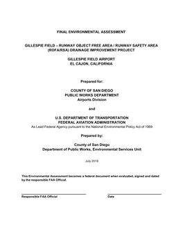 Final EA in Fulfillment of the FAA’S Policies and Procedures Relative to the National Environmental Policy Act (NEPA) and Other Related Federal Requirements