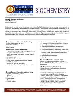 Related Skills, Values, and Qualities Common Interests of Biochemistry