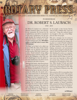 DR. ROBERT S. LAUBACH 1918 - 2015 Dr