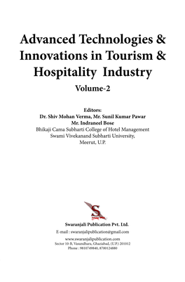 Advanced Technologies & Innovations in Tourism & Hospitality Industry