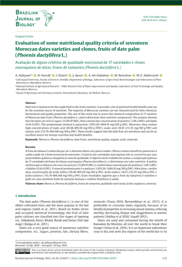Evaluation of Some Nutritional Quality Criteria of Seventeen Moroccan Dates Varieties and Clones, Fruits of Date Palm (Phoenix D