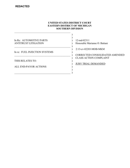 Fuel Injection Systems Corrected Consolidated Amended Class