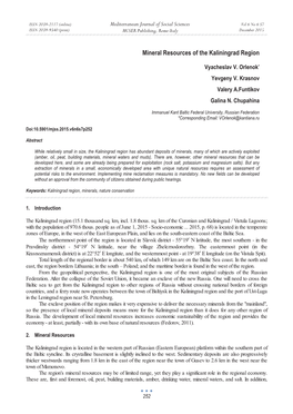 Mineral Resources of the Kaliningrad Region