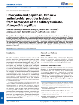 Halocyntin and Papillosin, Two New Antimicrobial