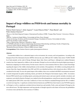 Impact of Large Wildfires on PM10 Levels and Human Mortality In