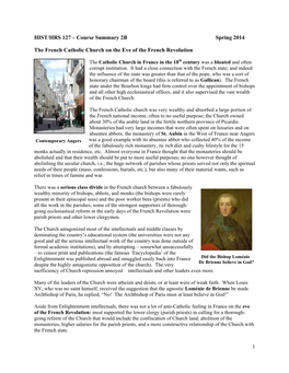 1 HIST/HRS 127 – Course Summary 2B Spring 2014 the French