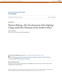 Warrior Bishops: the Development of the Fighting Clergy Under the Ottonians in the Tenth Century