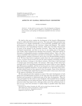 Aspects of Global Riemannian Geometry