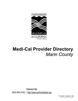 Marin County Medi-Cal Provider Directory