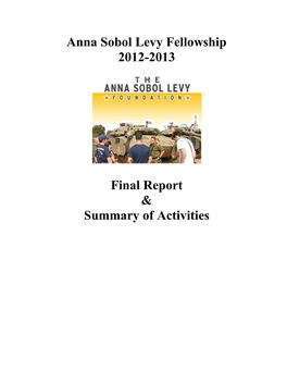 Anna Sobol Levy Fellowship 2012-2013 Final Report