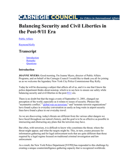 Balancing Security and Civil Liberties in the Post-9/11 Era