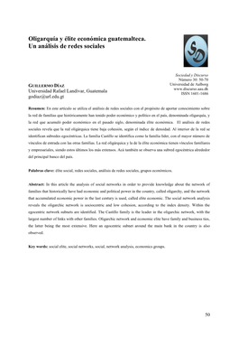Oligarquía Y Élite Económica Guatemalteca. Un Análisis De Redes Sociales