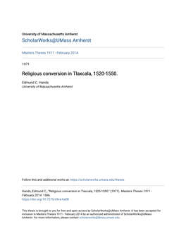 Religious Conversion in Tlaxcala, 1520-1550