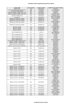 Statewide Student Transportation Am Pick-Up Matrix