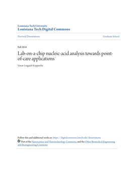 Lab-On-A-Chip Nucleic-Acid Analysis Towards Point-Of-Care Applications