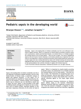 Pediatric Sepsis in the Developing World