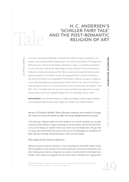 H. C. Andersen's 'Schiller Fairy Tale' and the Post-Romantic Religion Of