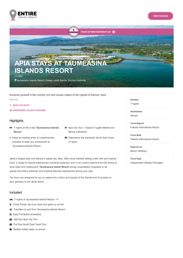 APIA STAYS at TAUMEASINA ISLANDS RESORT (11765) Taumeasina Islands Resort | Image Credit Samoa Tourism Authority