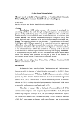 Naskah Jurnal (Proses Submit) Mercury Levels in the River Water