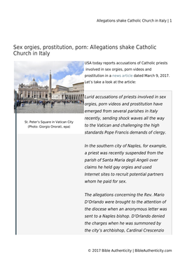 Allegations Shake Catholic Church in Italy | 1